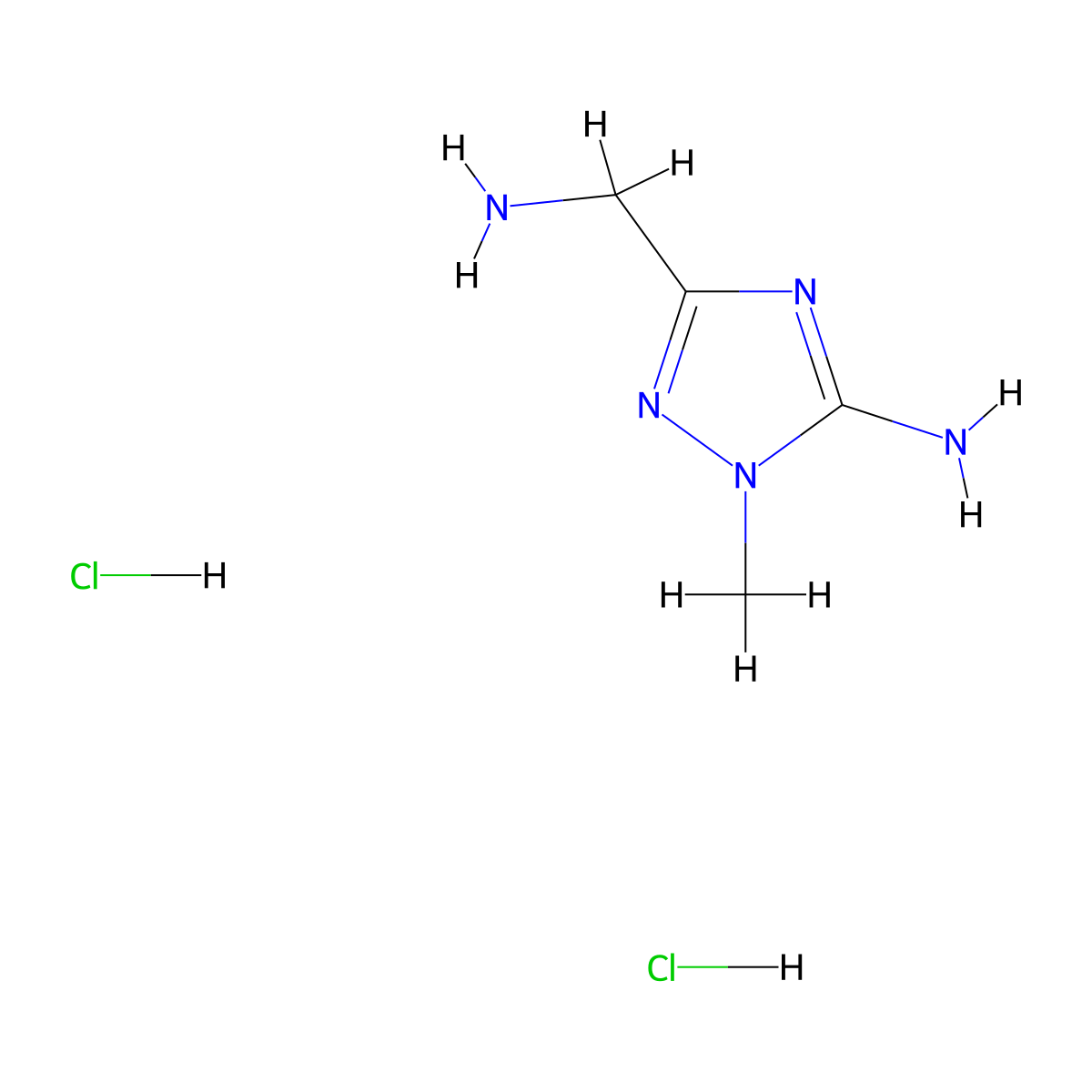 3-(aminomethyl)-1-methyl-1H-1,2,4-triazol-5-amine dihydrochloride molecular structure, CAS 2470438-43-6