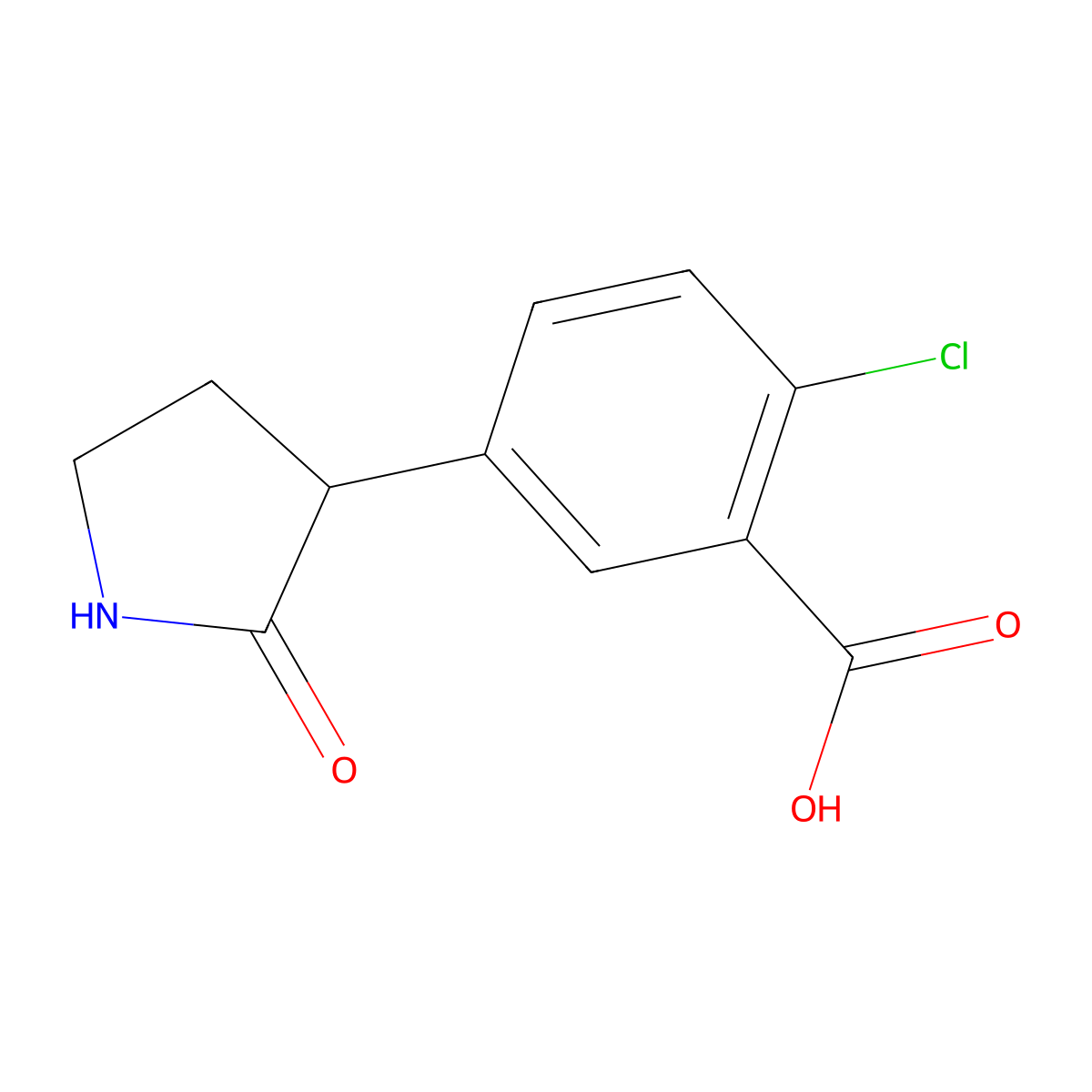 2-Chloro-5-(2-oxopyrrolidin-3-yl)benzoic acid molecular structure, CAS 2470438-44-7