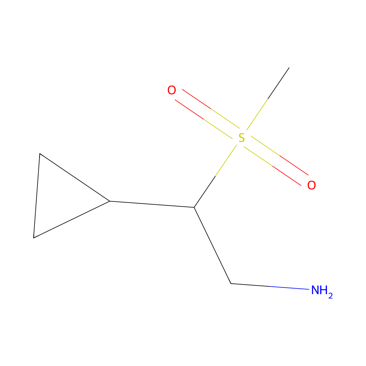 2-Cyclopropyl-2-methanesulfonylethan-1-amine molecular structure, CAS 2470438-48-1