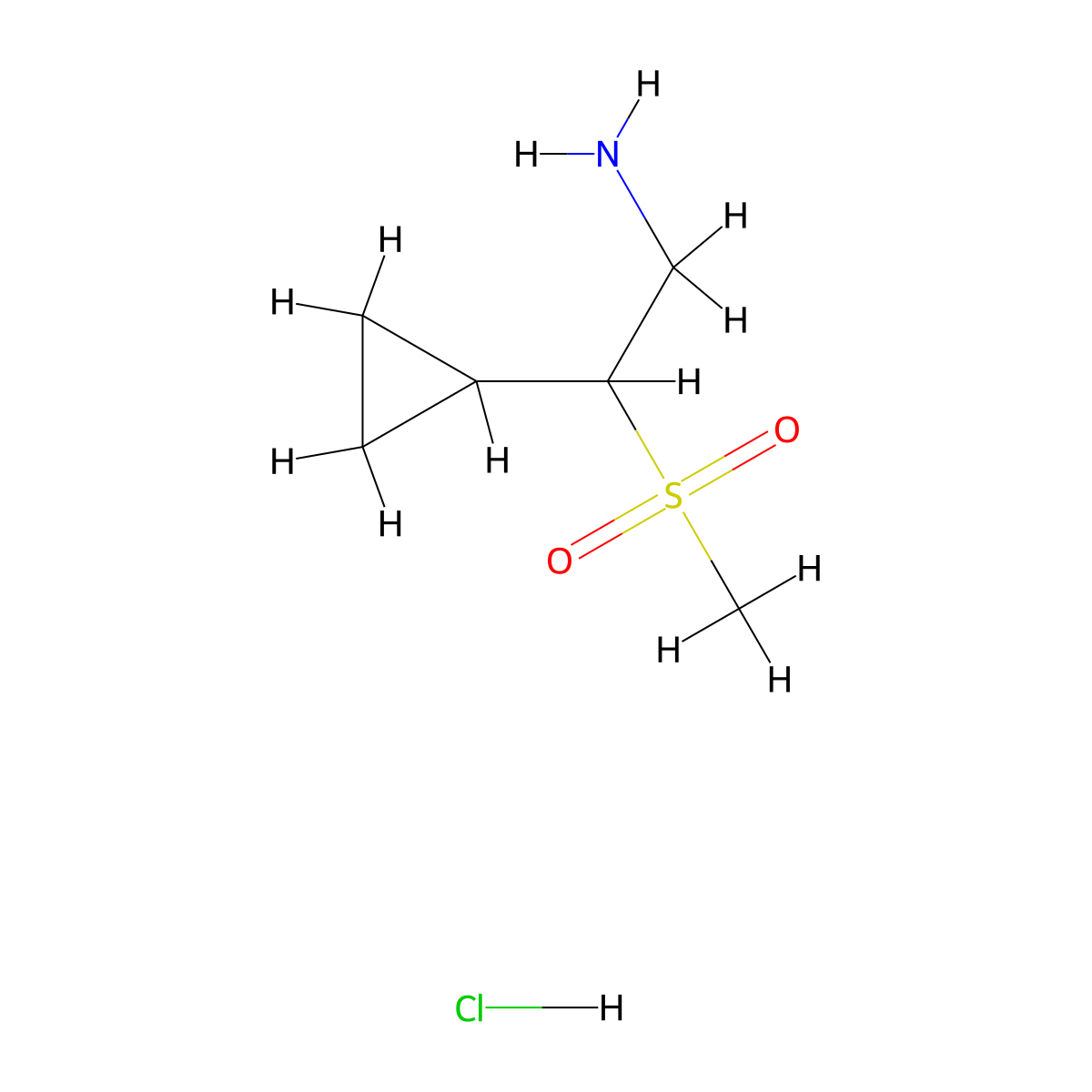 2-Cyclopropyl-2-methylsulfonylethanamine;hydrochloride molecular structure, CAS 2470438-49-2