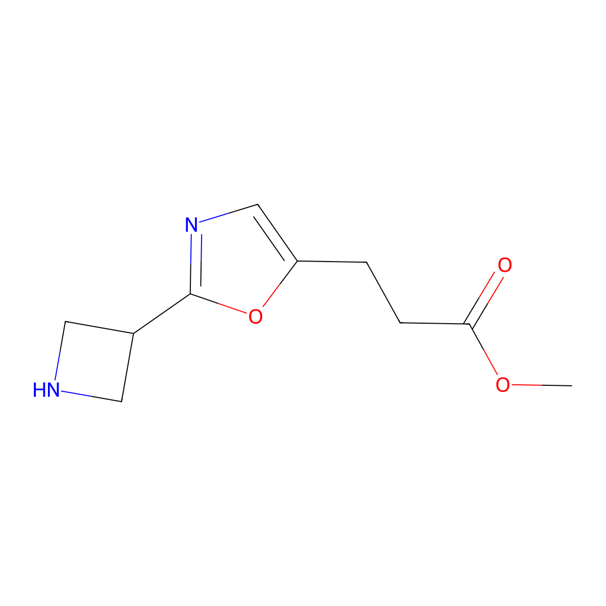 Methyl 3-[2-(azetidin-3-yl)-1,3-oxazol-5-yl]propanoate molecular structure, CAS 2470438-72-1