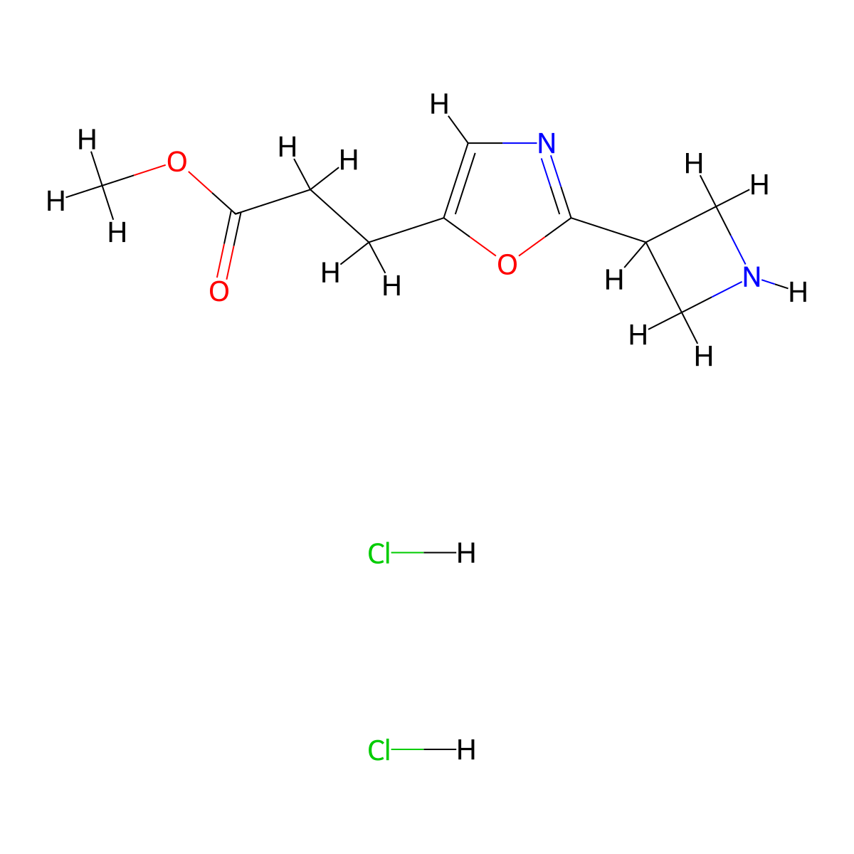 Methyl3-[2-(azetidin-3-yl)-1,3-oxazol-5-yl]propanoatedihydrochloride molecular structure, CAS 2470438-73-2