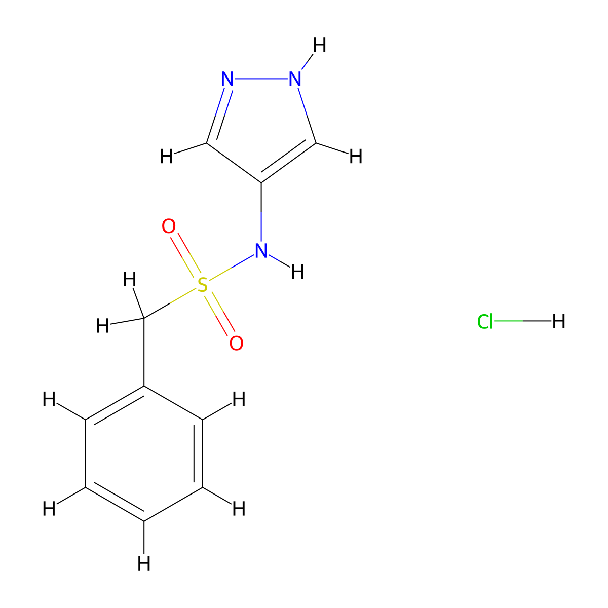 1-phenyl-N-(1H-pyrazol-4-yl)methanesulfonamide hydrochloride molecular structure, CAS 2470438-76-5