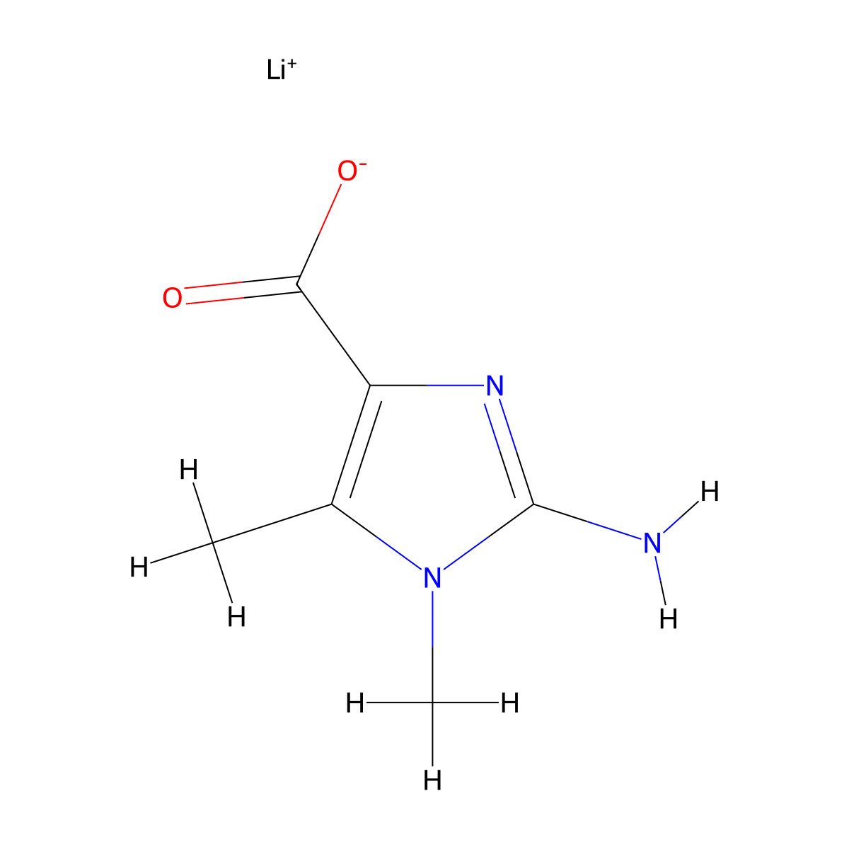 lithium 2-amino-1,5-dimethyl-1H-imidazole-4-carboxylate molecular structure, CAS 2470438-78-7