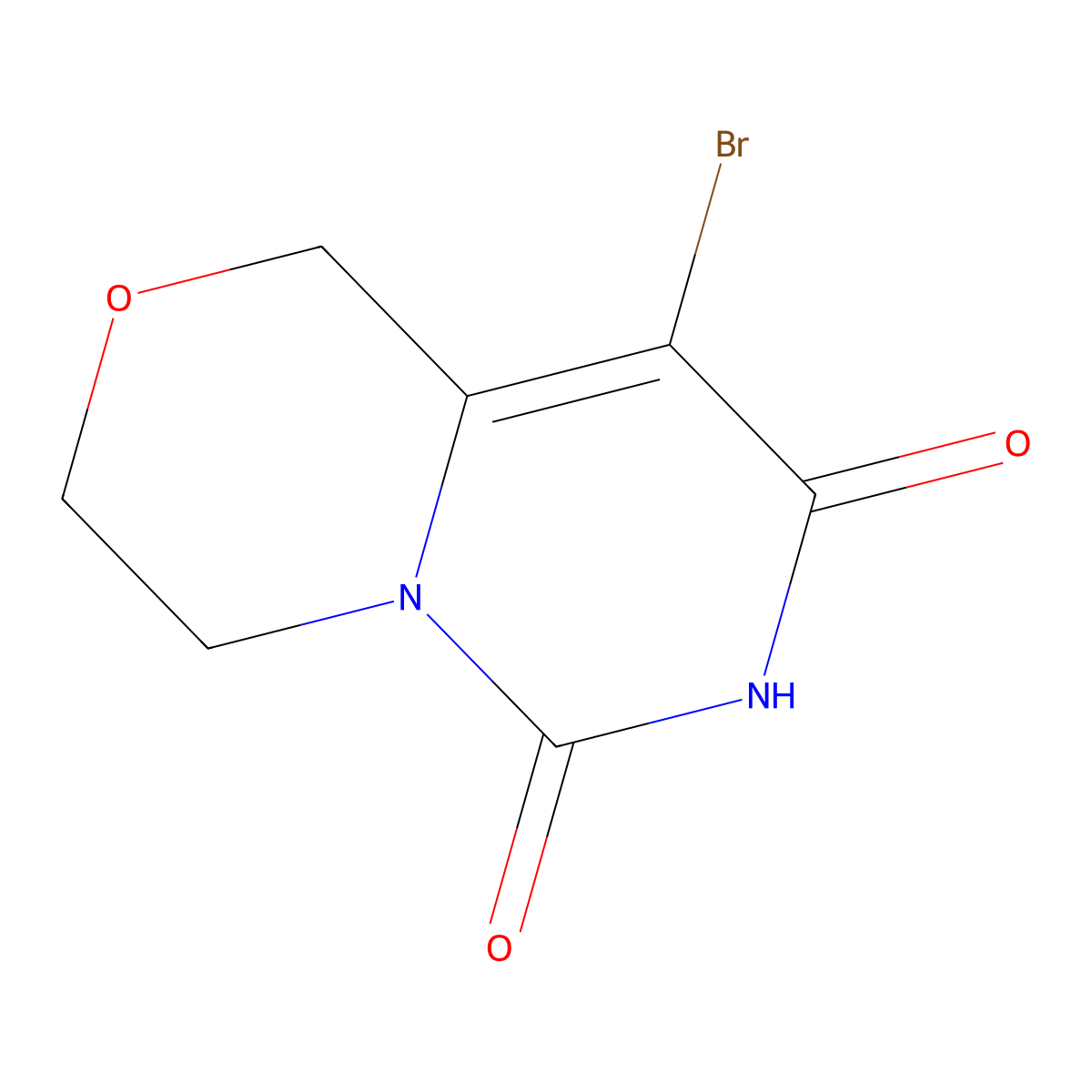 9-bromo-1H,3H,4H,6H,7H,8H-pyrimido[4,3-c][1,4]oxazine-6,8-dione molecular structure, CAS 2470438-79-8