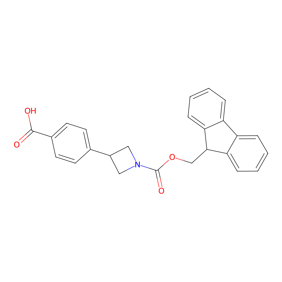 4-(1-(((9H-fluoren-9-yl)methoxy)carbonyl)azetidin-3-yl)benzoic acid molecular structure, CAS 2470438-82-3