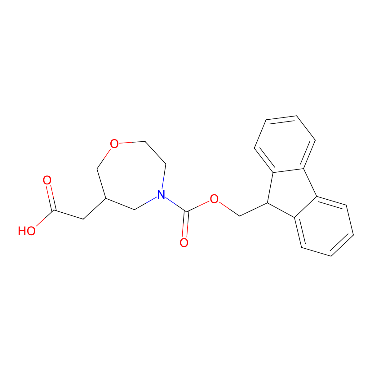 2-(4-{[(9H-fluoren-9-yl)methoxy]carbonyl}-1,4-oxazepan-6-yl)aceticacid molecular structure, CAS 2470438-91-4