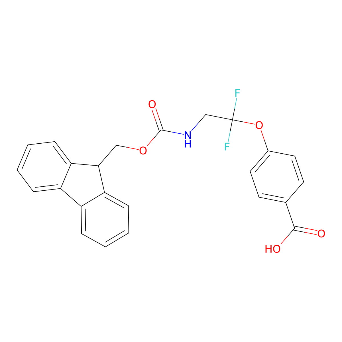 4-[2-(9H-Fluoren-9-ylmethoxycarbonylamino)-1,1-difluoroethoxy]benzoic acid molecular structure, CAS 2470438-92-5