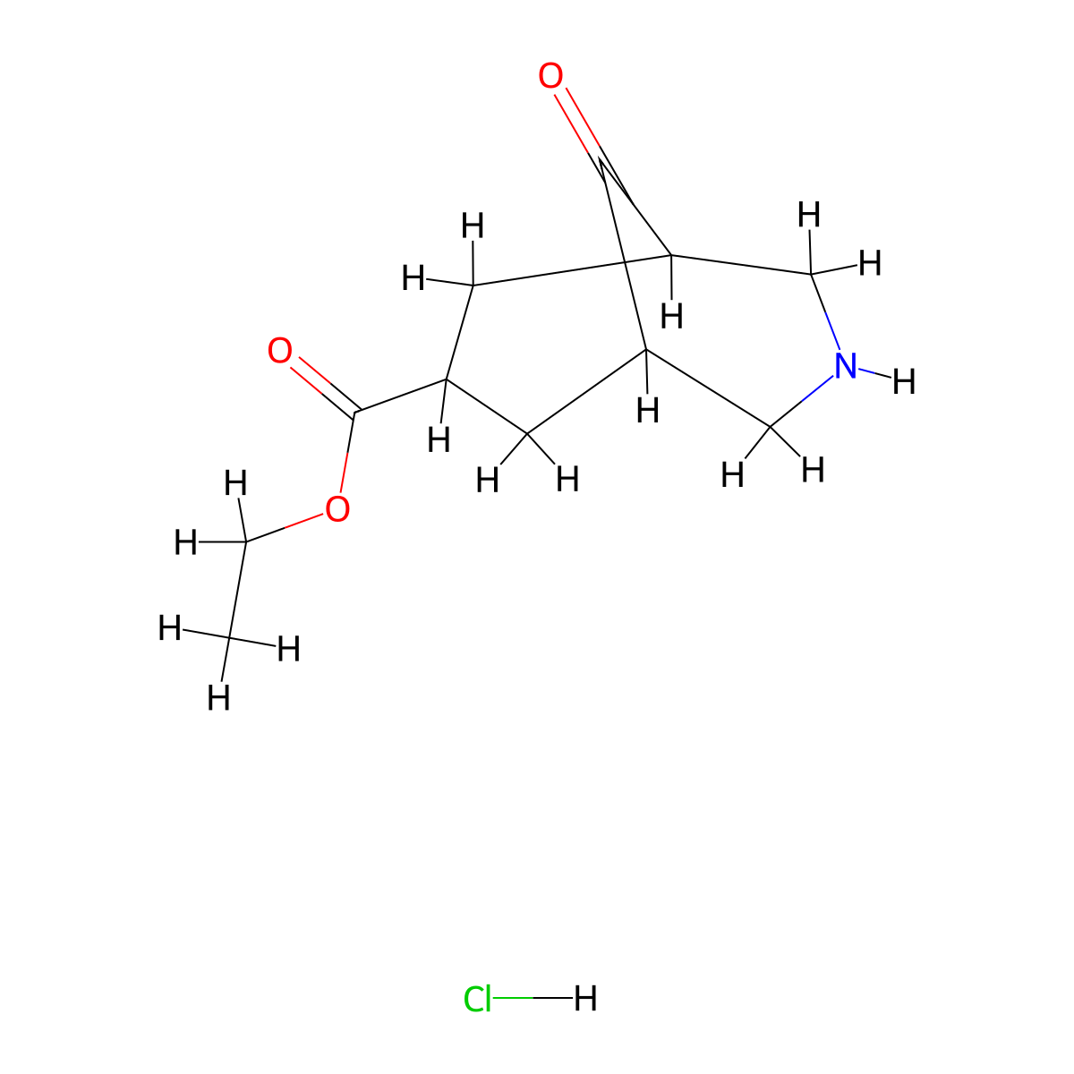 Ethyl 9-oxo-3-azabicyclo(3.3.1)nonane-7-carboxylate hydrochloride molecular structure, CAS 2470438-98-1