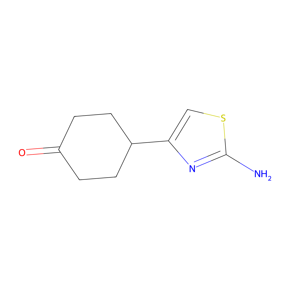 4-(2-Amino-1,3-thiazol-4-yl)cyclohexan-1-one molecular structure, CAS 2470439-03-1