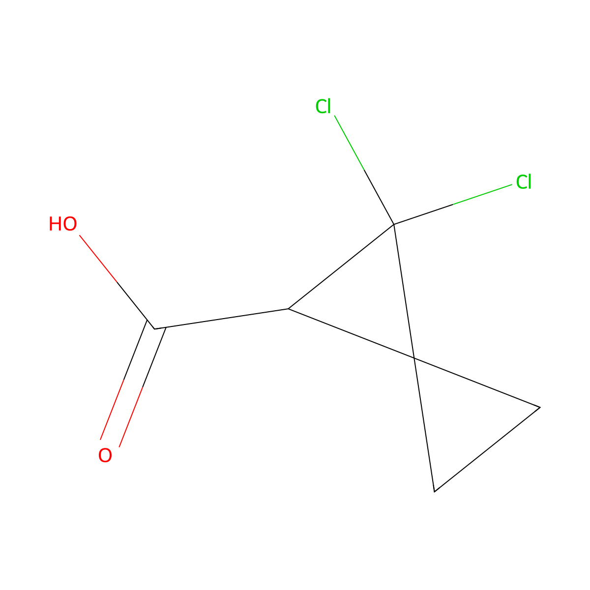 2,2-Dichlorospiro[2.2]pentane-1-carboxylic acid molecular structure, CAS 2470439-04-2