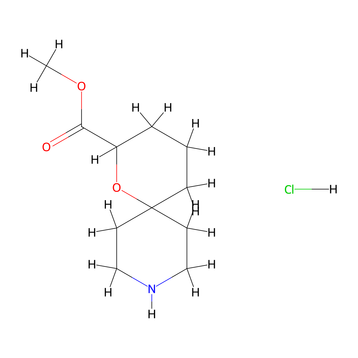 Methyl 1-oxa-9-azaspiro[5.5]undecane-2-carboxylate hydrochloride molecular structure, CAS 2470439-09-7