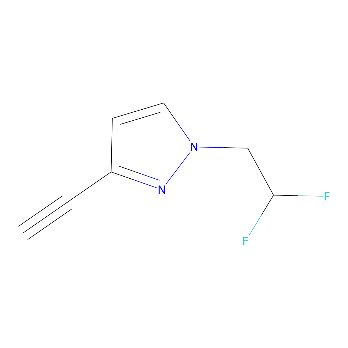 1-(2,2-difluoroethyl)-3-ethynyl-1H-pyrazole molecular structure, CAS 2470439-10-0