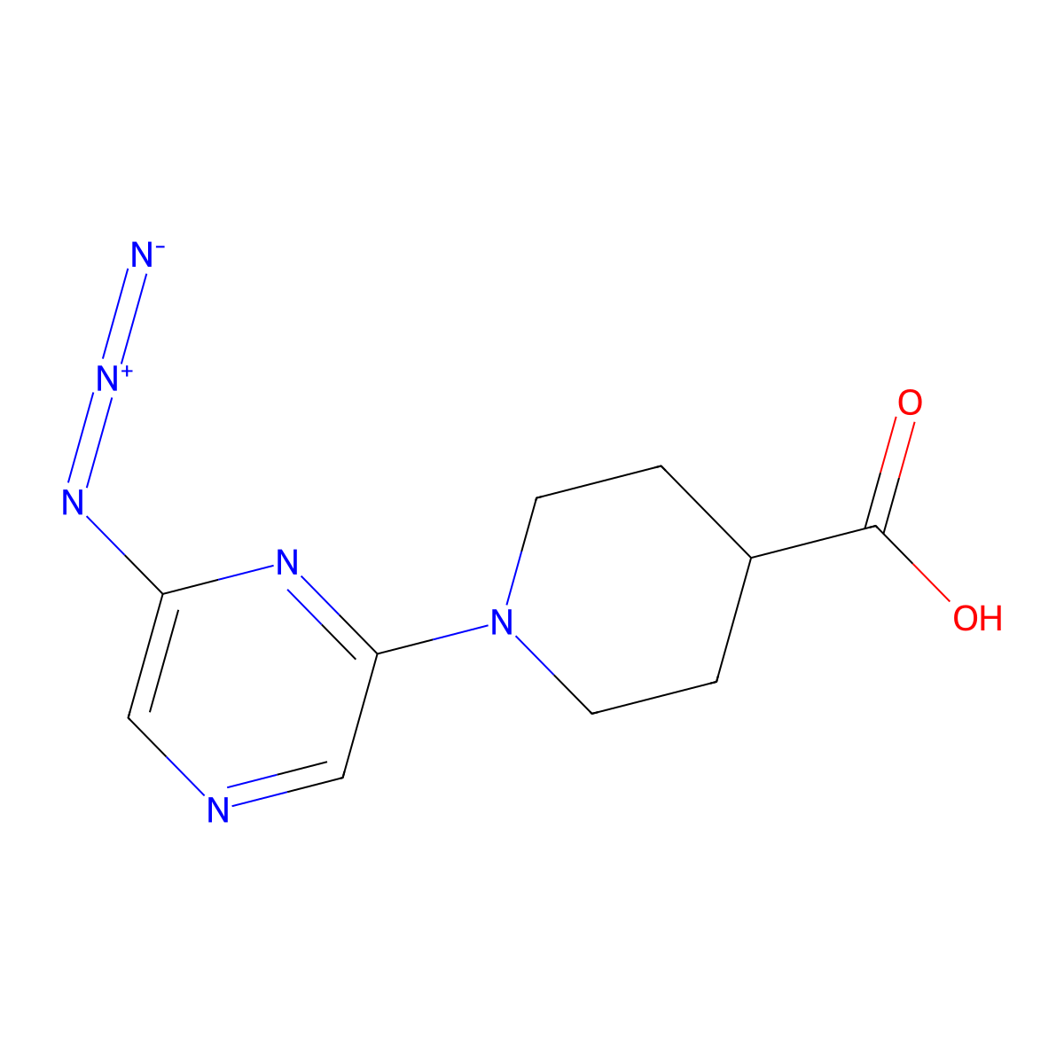 1-(6-Azidopyrazin-2-yl)piperidine-4-carboxylic acid molecular structure, CAS 2470439-15-5