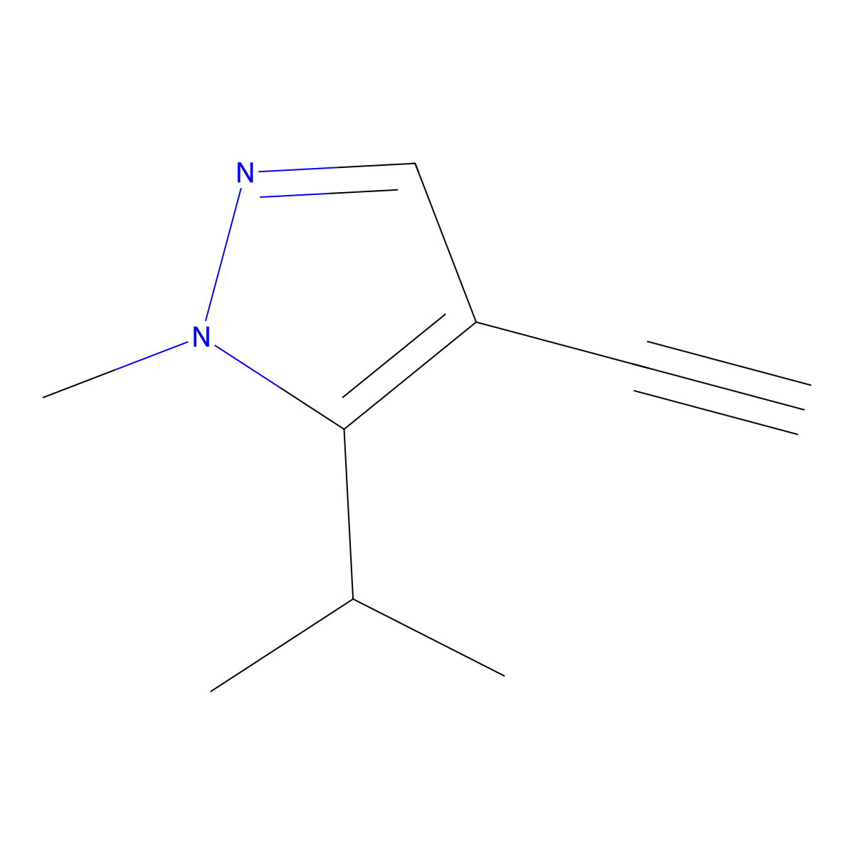 4-ethynyl-1-methyl-5-(propan-2-yl)-1H-pyrazole molecular structure, CAS 2470439-22-4