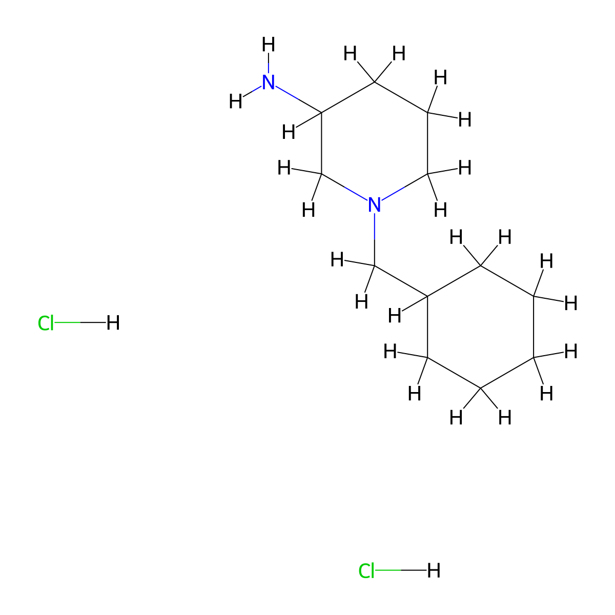 1-(Cyclohexylmethyl)piperidin-3-amine dihydrochloride molecular structure, CAS 2470439-29-1
