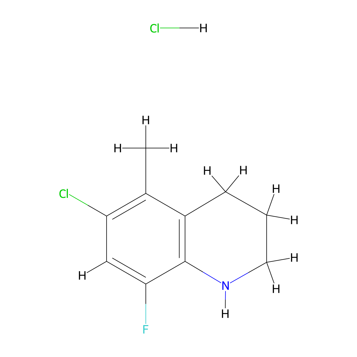 6-Chloro-8-fluoro-5-methyl-1,2,3,4-tetrahydroquinoline hydrochloride molecular structure, CAS 2470439-30-4
