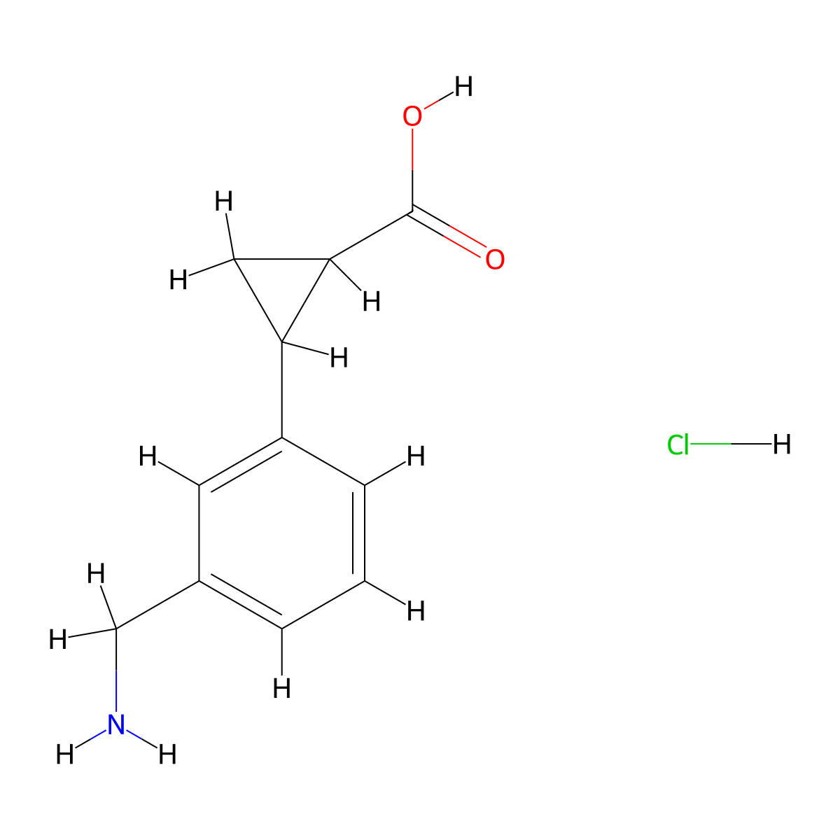 2-[3-(Aminomethyl)phenyl]cyclopropane-1-carboxylic acid hydrochloride molecular structure, CAS 2470439-36-0