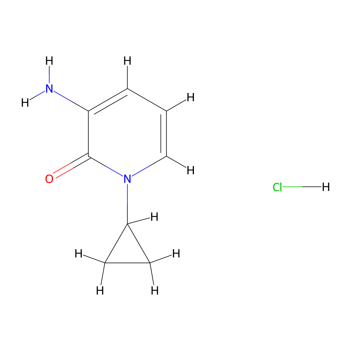 3-Amino-1-cyclopropyl-1,2-dihydropyridin-2-one hydrochloride molecular structure, CAS 2470439-51-9