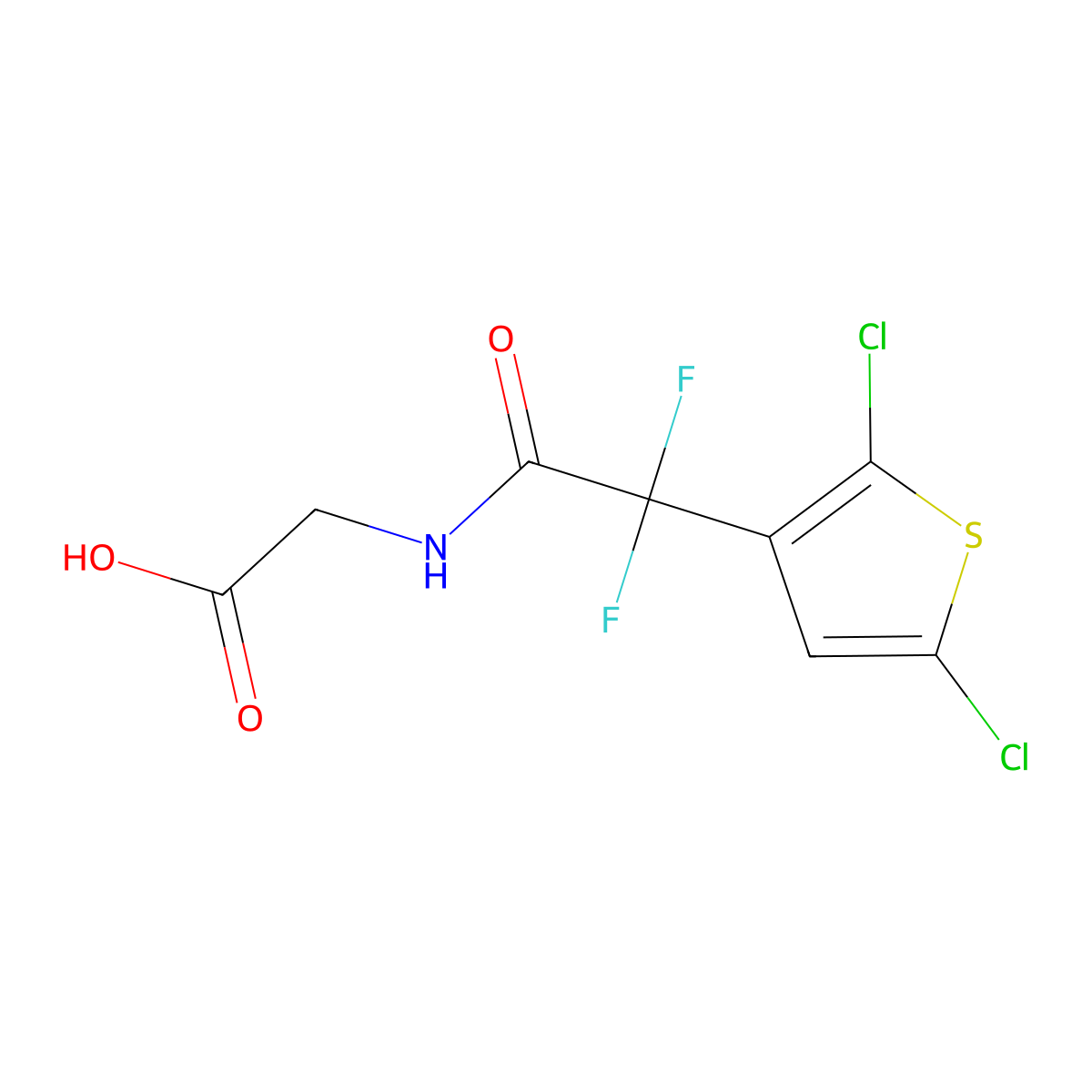 2-[2-(2,5-Dichlorothiophen-3-yl)-2,2-difluoroacetamido]acetic acid molecular structure, CAS 2470439-55-3