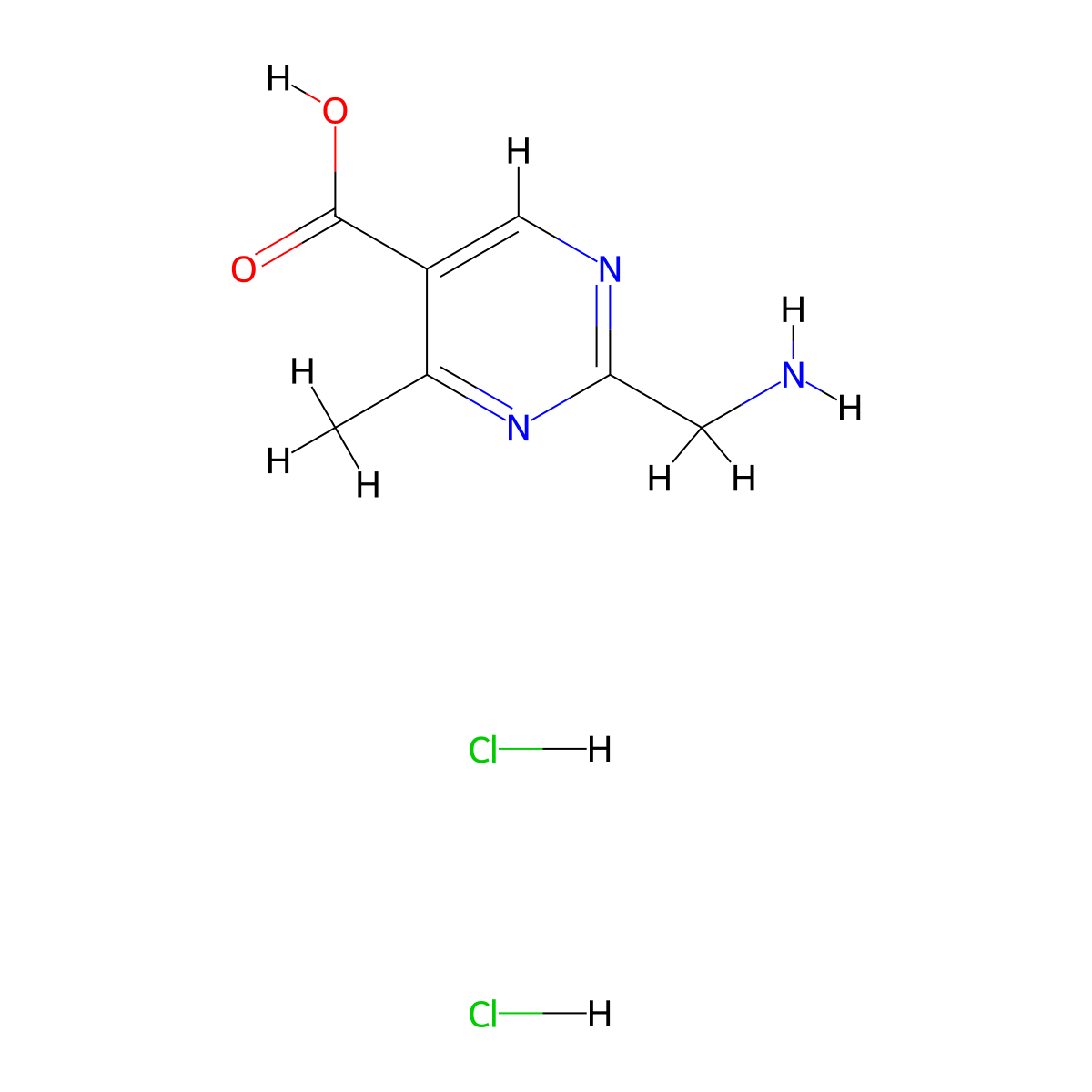 2-(Aminomethyl)-4-methylpyrimidine-5-carboxylic acid dihydrochloride molecular structure, CAS 2470439-58-6