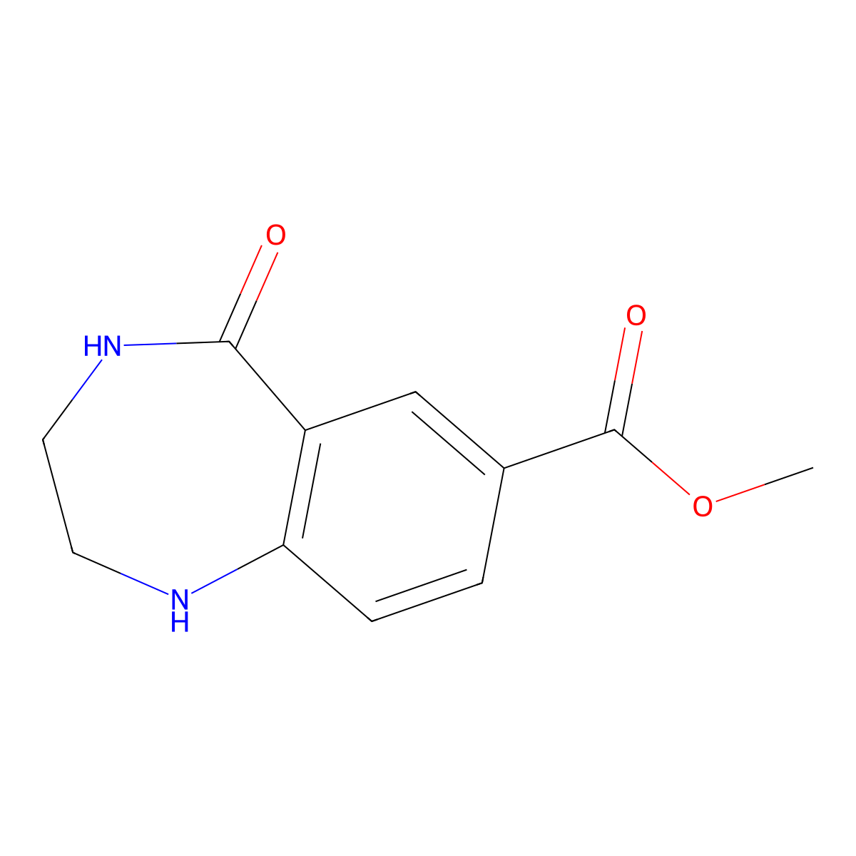 methyl 5-oxo-2,3,4,5-tetrahydro-1H-1,4-benzodiazepine-7-carboxylate molecular structure, CAS 2470439-59-7