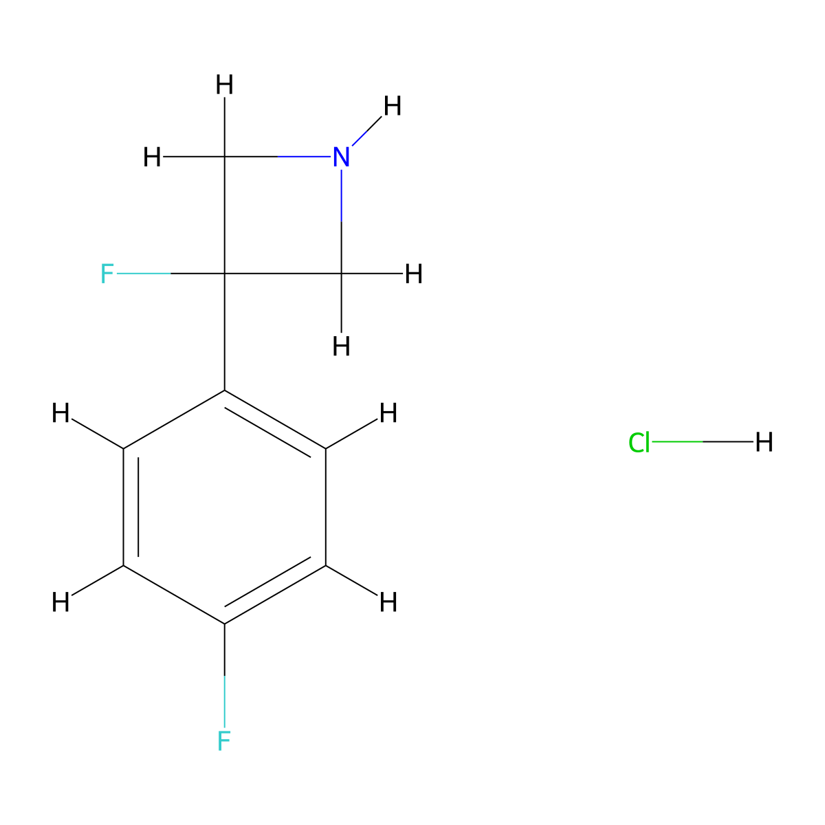 3-Fluoro-3-(4-fluorophenyl)azetidine;hydrochloride molecular structure, CAS 2470439-67-7