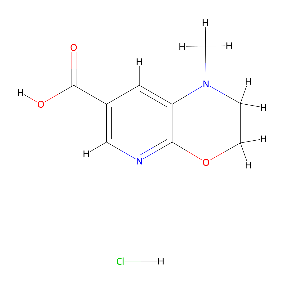 1-methyl-1H,2H,3H-pyrido[2,3-b][1,4]oxazine-7-carboxylicacidhydrochloride molecular structure, CAS 2470439-70-2