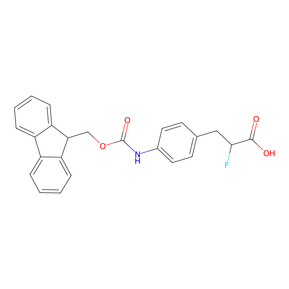3-[4-({[(9H-fluoren-9-yl)methoxy]carbonyl}amino)phenyl]-2-fluoropropanoic acid molecular structure, CAS 2470439-75-7