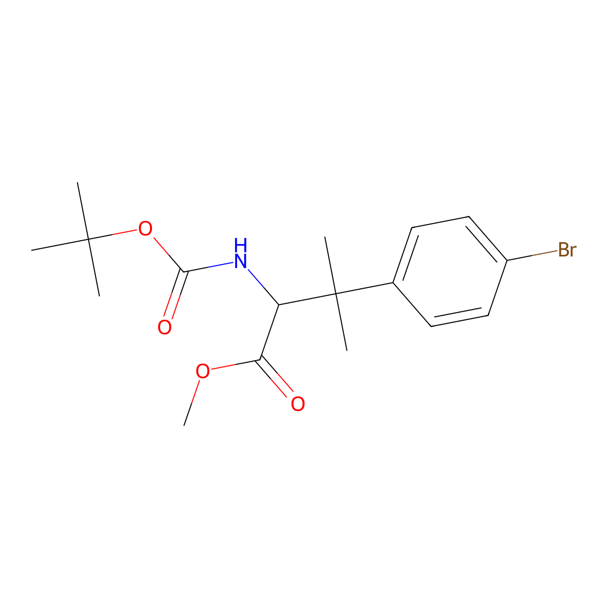 Methyl 3-(4-bromophenyl)-2-{[(tert-butoxy)carbonyl]amino}-3-methylbutanoate molecular structure, CAS 2470439-79-1