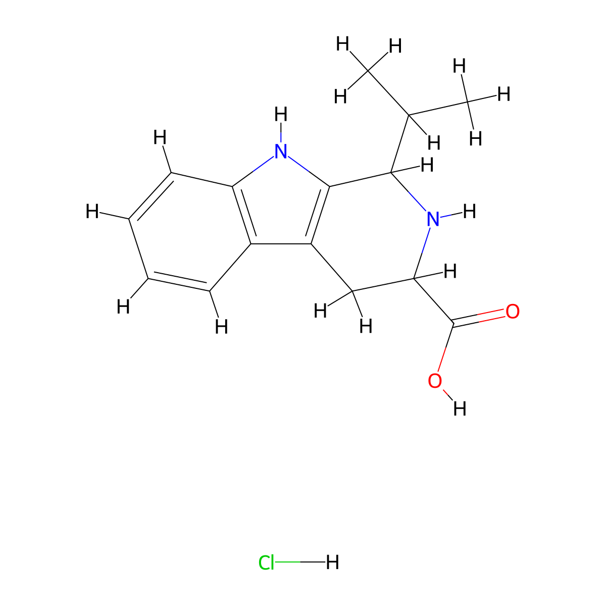 1-(propan-2-yl)-1H,2H,3H,4H,9H-pyrido[3,4-b]indole-3-carboxylic acid hydrochloride molecular structure, CAS 2470439-82-6