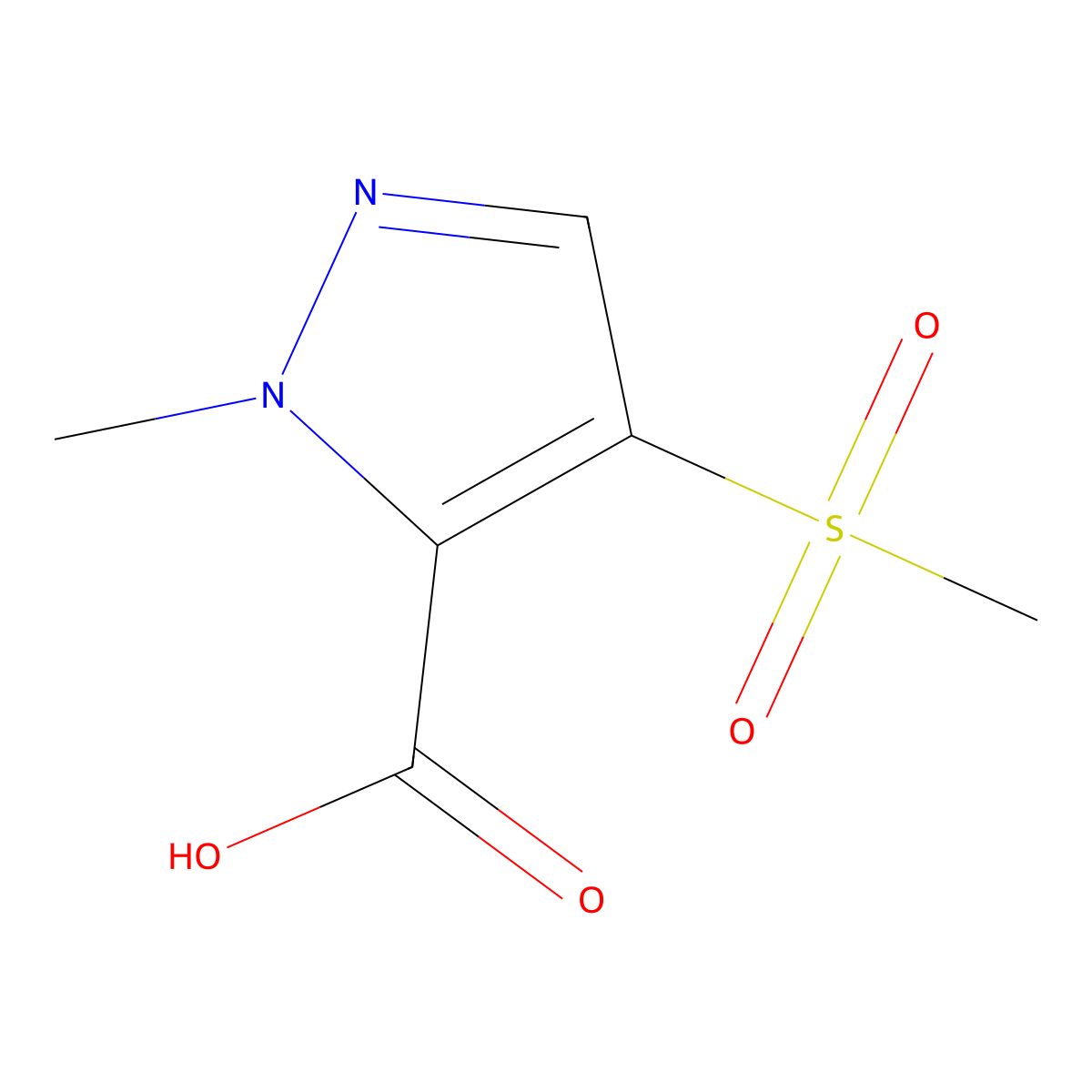 2-Methyl-4-methylsulfonylpyrazole-3-carboxylic acid molecular structure, CAS 2470439-93-9