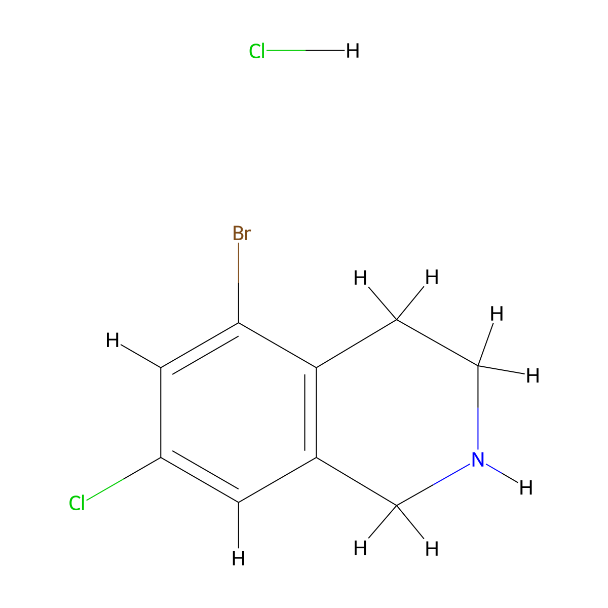 5-Bromo-7-chloro-1,2,3,4-tetrahydroisoquinoline hydrochloride molecular structure, CAS 2470440-01-6