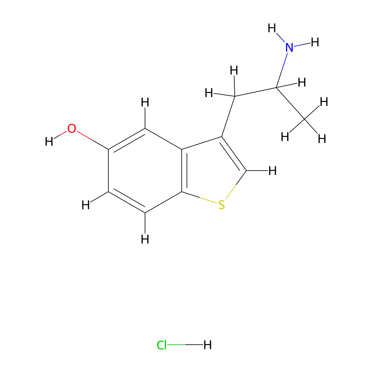 3-(2-Aminopropyl)-1-benzothiophen-5-ol hydrochloride molecular structure, CAS 2470440-04-9