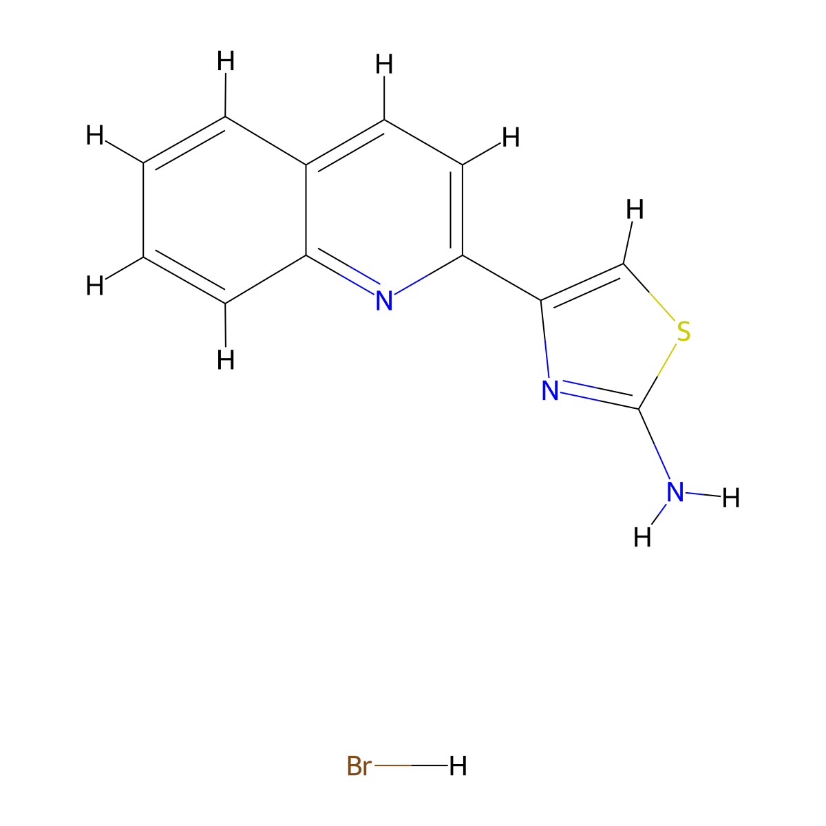 4-Quinolin-2-yl-1,3-thiazol-2-amine;hydrobromide molecular structure, CAS 2470440-10-7