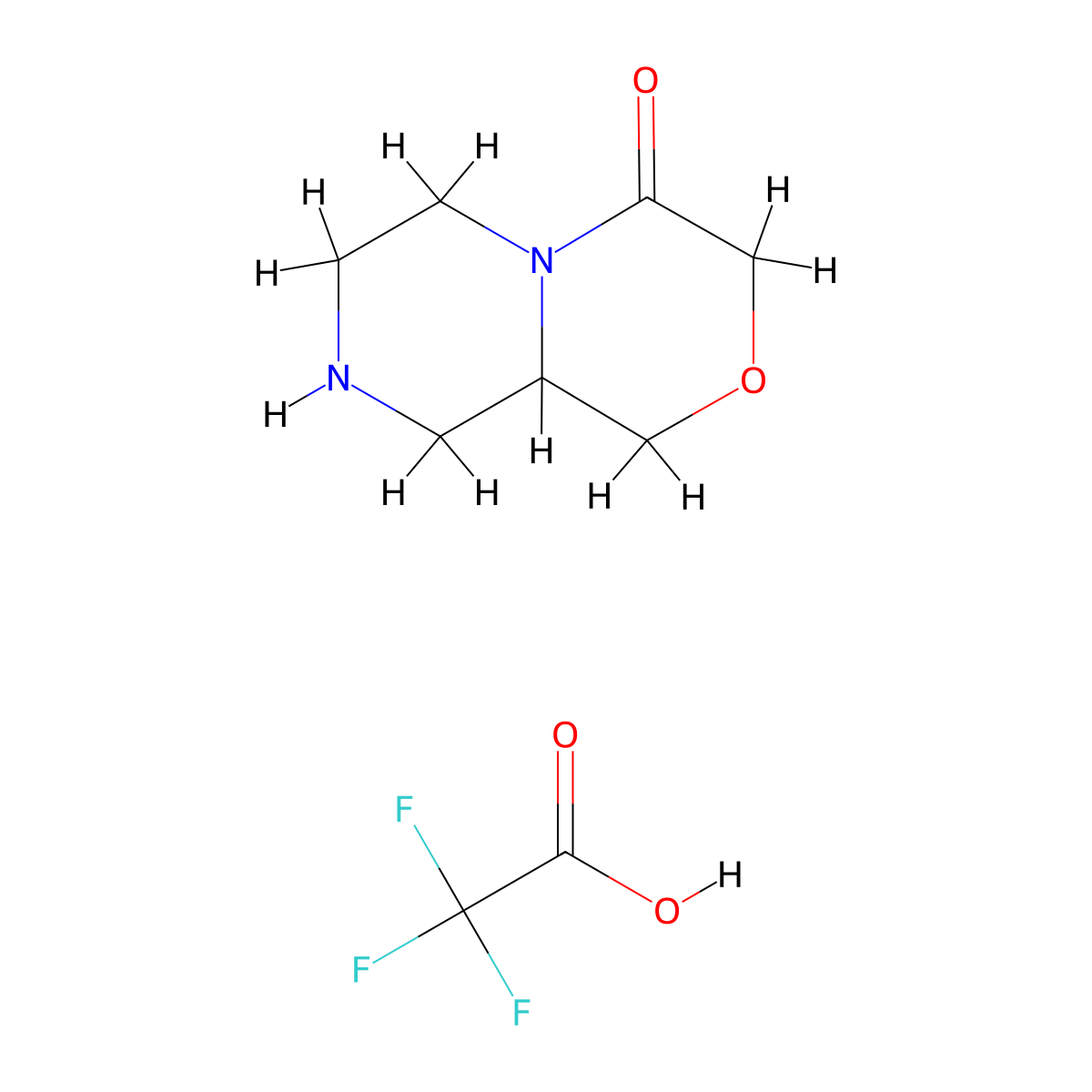 Octahydropyrazino[2,1-c][1,4]oxazin-4-one; trifluoroacetic acid molecular structure, CAS 2470440-15-2