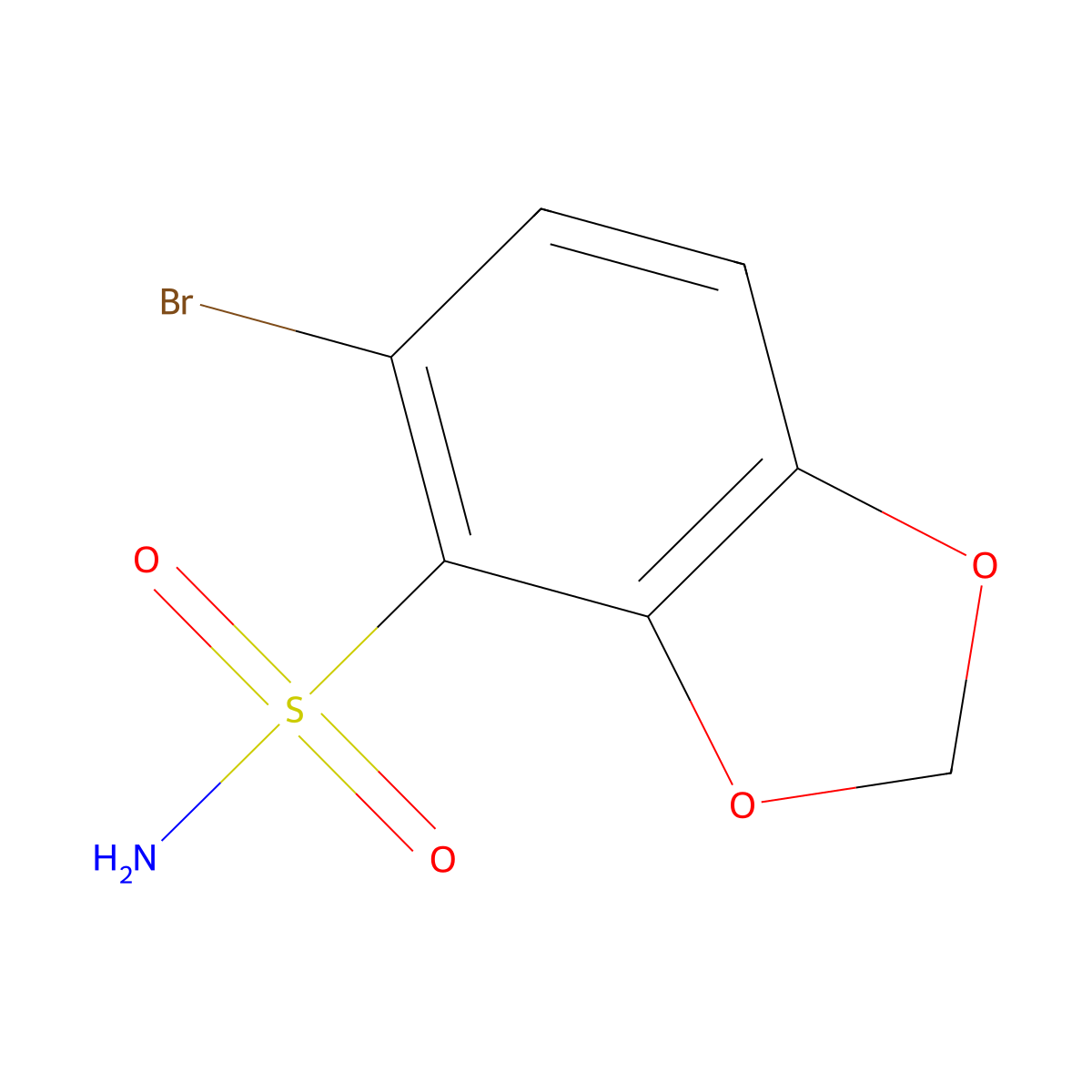 5-Bromo-1,3-dioxaindane-4-sulfonamide molecular structure, CAS 2470440-19-6