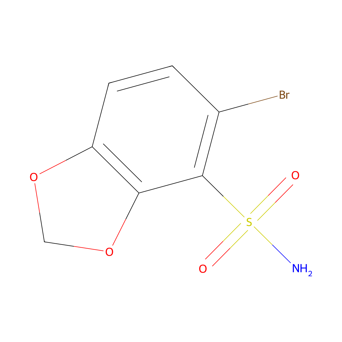 5-Bromo-1,3-dioxaindane-4-sulfonamide molecular structure, CAS 2470440-19-6
