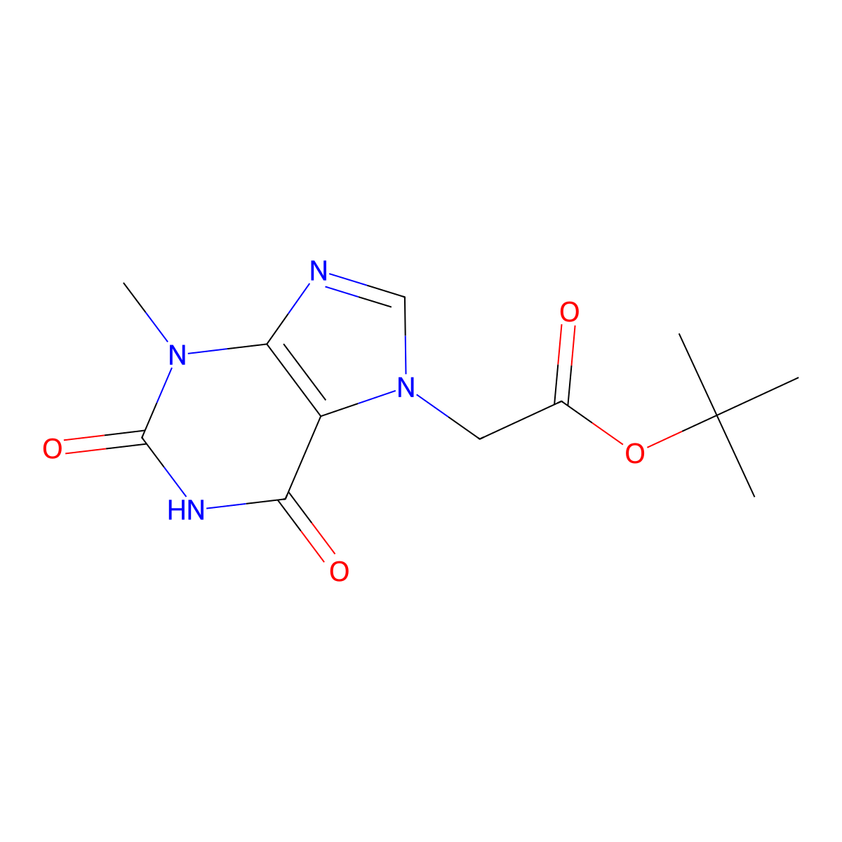 tert-butyl2-(3-methyl-2,6-dioxo-2,3,6,7-tetrahydro-1H-purin-7-yl)acetate molecular structure, CAS 2470440-22-1