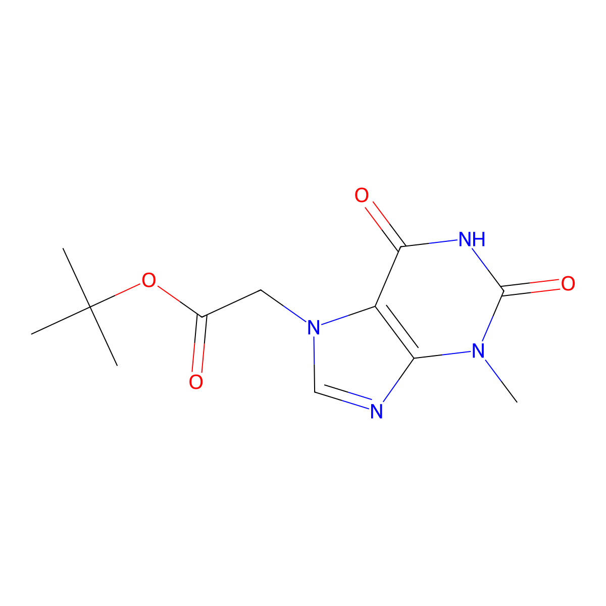 tert-butyl2-(3-methyl-2,6-dioxo-2,3,6,7-tetrahydro-1H-purin-7-yl)acetate molecular structure, CAS 2470440-22-1