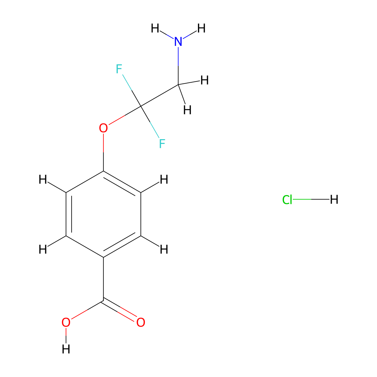 4-(2-Amino-1,1-difluoroethoxy)benzoic acid hydrochloride molecular structure, CAS 2470440-25-4