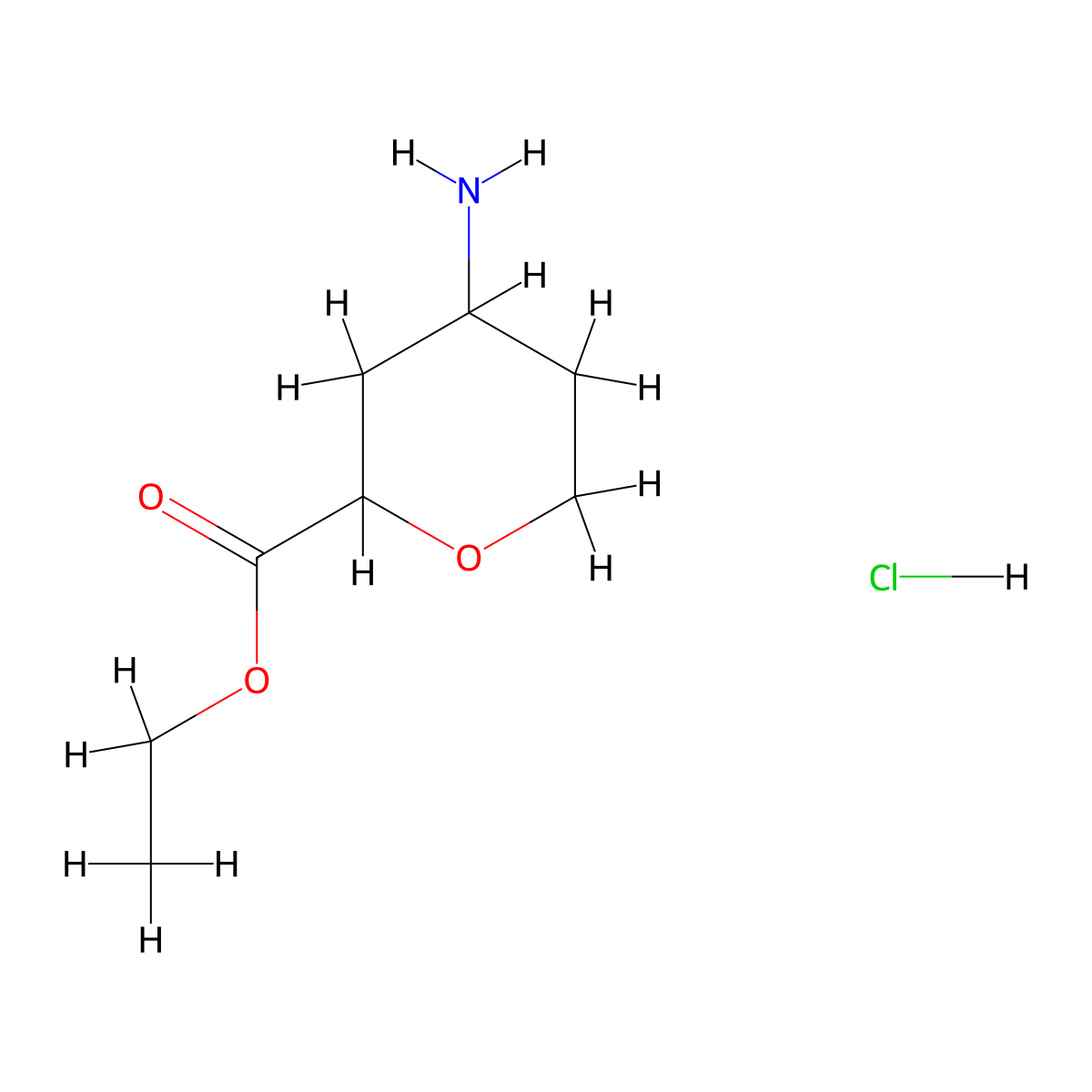 Ethyl 4-aminooxane-2-carboxylate hydrochloride molecular structure, CAS 2470440-27-6