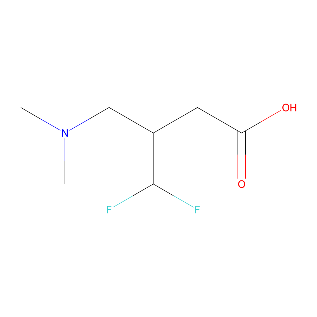 3-((Dimethylamino)methyl)-4,4-difluorobutanoic acid hydrochloride molecular structure, CAS 2470440-31-2