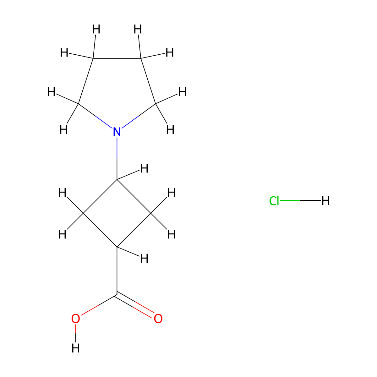 Rac-(1s,3s)-3-(pyrrolidin-1-yl)cyclobutane-1-carboxylic acid hydrochloride molecular structure, CAS 2470440-42-5