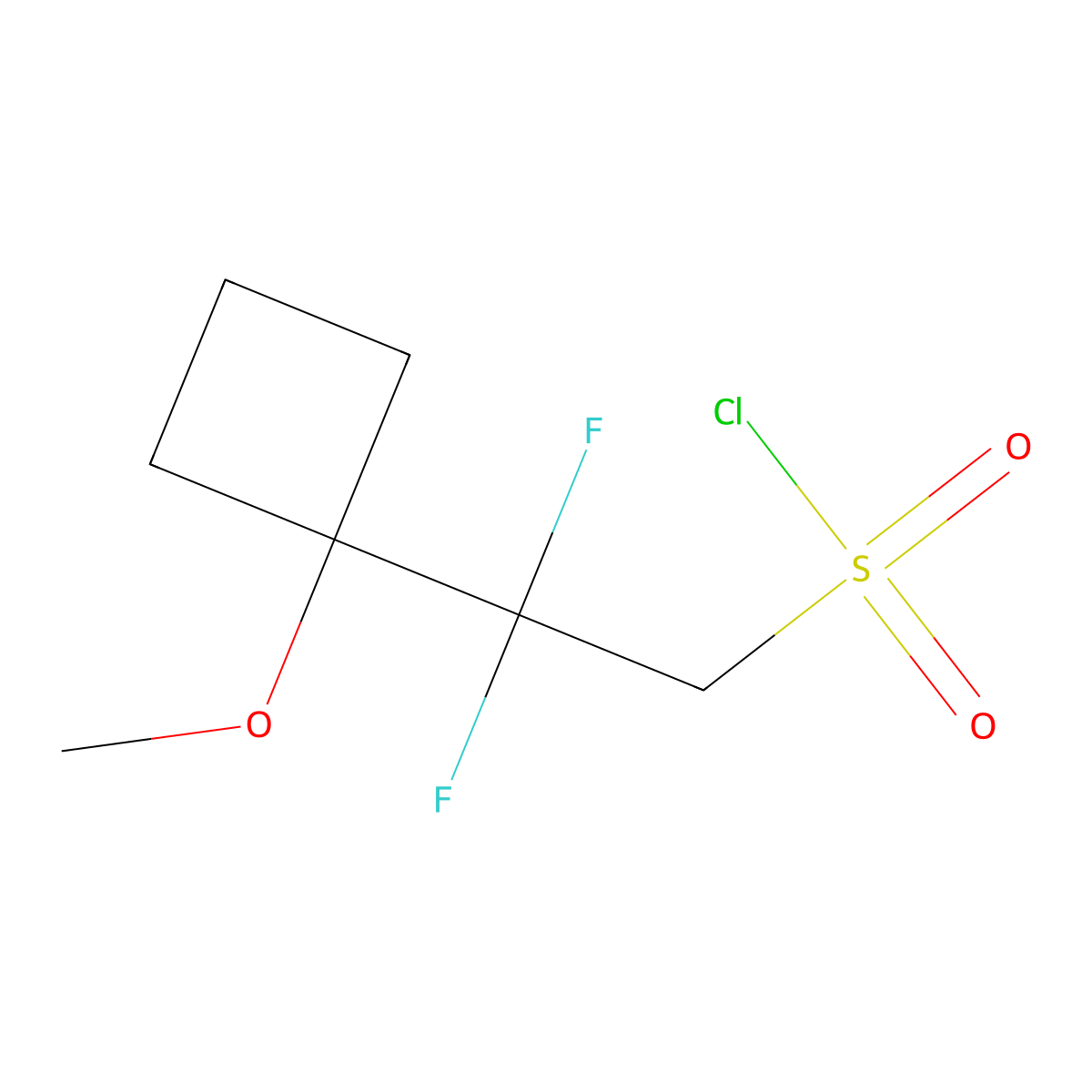 2,2-Difluoro-2-(1-methoxycyclobutyl)ethane-1-sulfonyl chloride molecular structure, CAS 2470440-46-9