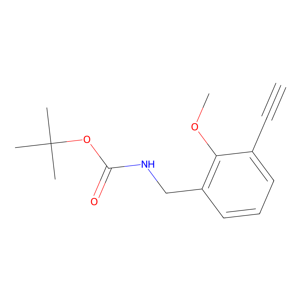 Tert-butyl N-[(3-ethynyl-2-methoxyphenyl)methyl]carbamate molecular structure, CAS 2470440-50-5