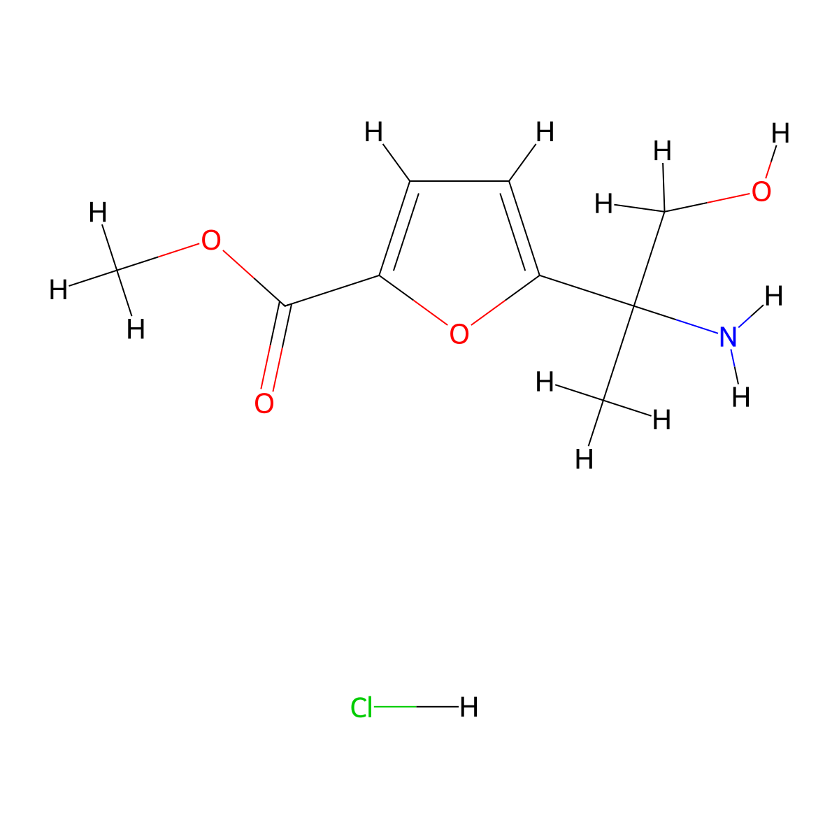Methyl 5-(2-amino-1-hydroxypropan-2-yl)furan-2-carboxylate hydrochloride molecular structure, CAS 2470440-53-8
