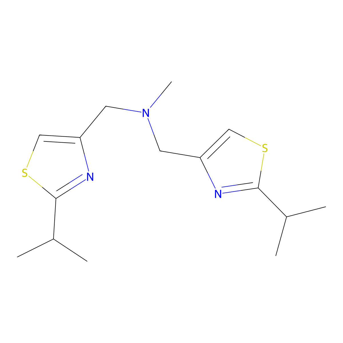 Methylbis({[2-(propan-2-yl)-1,3-thiazol-4-yl]methyl})amine molecular structure, CAS 2470440-54-9