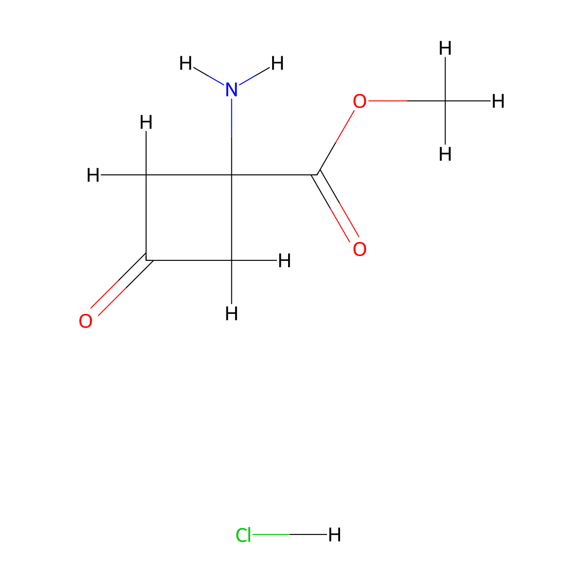 Methyl 1-amino-3-oxocyclobutane-1-carboxylate hydrochloride molecular structure, CAS 2470440-57-2