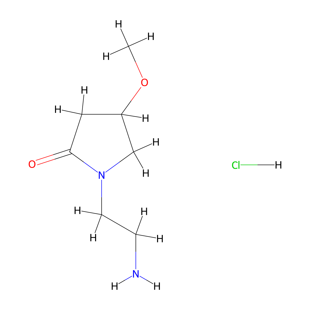 1-(2-Aminoethyl)-4-methoxypyrrolidin-2-one hydrochloride molecular structure, CAS 2470440-60-7